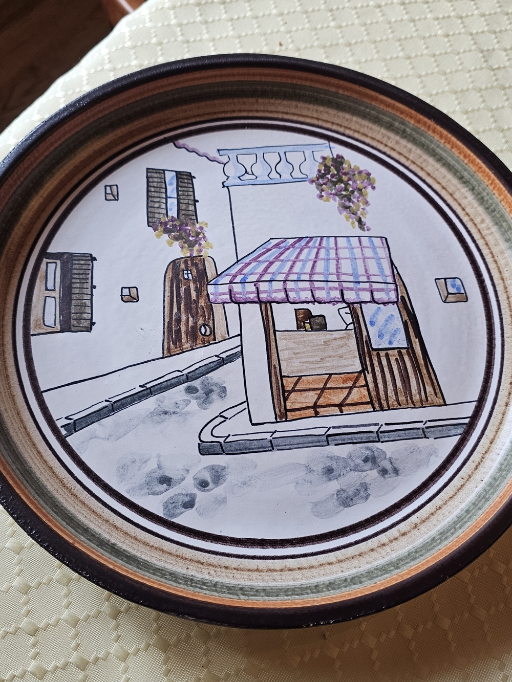 Hand-Painted Ceramic Wall Plate in Multicolor